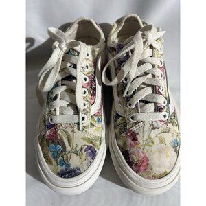 Vans Off The Wall Woman's Size 6 Canvas Floral Lace Up Shoes Sneaker    …